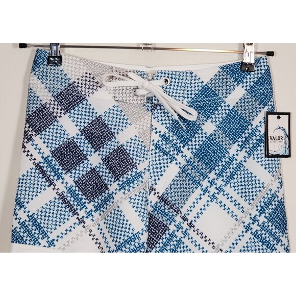 Valor Men's Size 28 Surf Board Shorts Blue Gray White Hawaiian Striped New - Picture 3 of 11